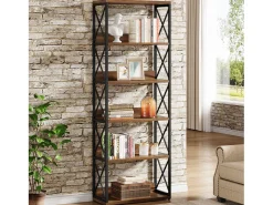 Prateleira Industrial de 5 Andares, Estante de Livros Etagere com 177,5 cm de Altura e Prateleiras Abertas