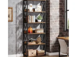 Prateleira Industrial de 5 Andares, Estante de Livros Etagere com 177,5 cm de Altura e Prateleiras Abertas