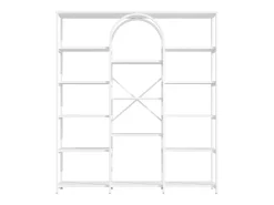 Prateleira moderna 160x30x180 cm - Prateleiras de vários níveis - Tubos de aço + MDF - Design retangular e curvo - Branco