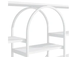 Prateleira moderna 160x30x180 cm - Prateleiras de vários níveis - Tubos de aço + MDF - Design retangular e curvo - Branco