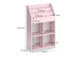 Prateleira para crianças rosa 72x31.2x114.2 luigi