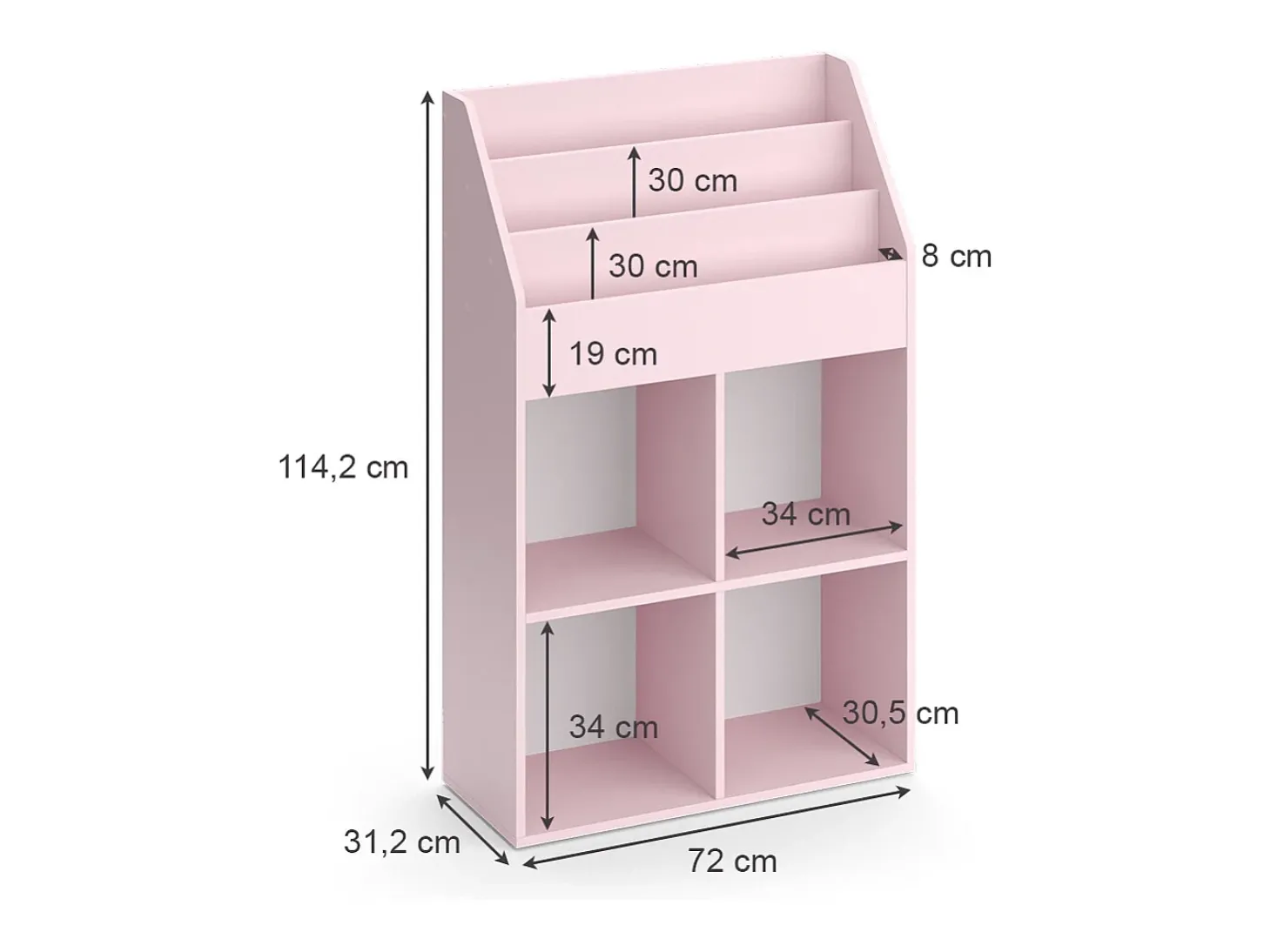 Prateleira para crianças rosa 72x31.2x114.2 luigi
