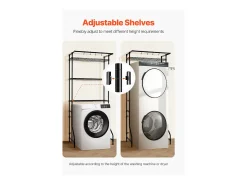 Prateleira para Máquina de Lavar Roupa SucceBuy Suporte para Máquina de Lavar e Secar Roupa com 1 Prateleira, 3 Prateleiras, Preto