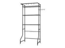 Prateleira para Máquina de Lavar Roupa SucceBuy Suporte para Máquina de Lavar e Secar Roupa com 1 Prateleira, 3 Prateleiras, Preto