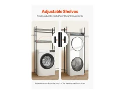 Prateleira para Máquina de Lavar Roupa SucceBuy Suporte para Máquina de Lavar e Secar Roupa com 4 Prateleiras, Preto