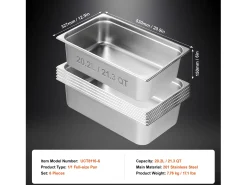 Prato Plano SucceBuy Lote de 6 Panos de Vapor de Tamanho Padrão, em Aço Inoxidável, de 15.2 CM de Profundidade