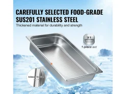 Prato Plano SucceBuy Panela de Vapor Full Size Hotel Pan, em Aço Inoxidável, 10.2CM de Profundidade