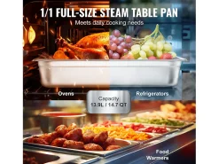 Prato Plano SucceBuy Panela de Vapor Full Size Hotel Pan, em Aço Inoxidável, 10.2CM de Profundidade