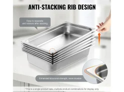 Prato Plano SucceBuy Panela de Vapor Full Size Hotel Pan, em Aço Inoxidável, 10.2CM de Profundidade