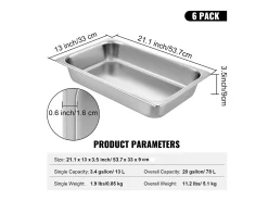 Prato Plano SucceBuy Panela de Vapor em Aço Inoxidável de 10.2 CM de Profundidade, 13 L, Anti-Obstrução, Pacote de 6