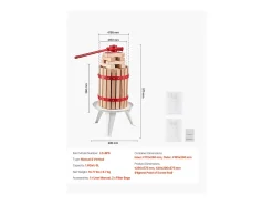 Prensa de Frutas Manual SucceBuy, para a Fabricação de Vinho, 6 L Cesto de Madeira, com Dois Sacos Filtrantes de Qualidade Alimentar