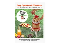 Prensa de Frutas Manual SucceBuy, para a Fabricação de Vinho, 6 L Cesto de Madeira, com Dois Sacos Filtrantes de Qualidade Alimentar