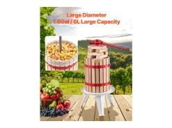 Prensa de Frutas Manual SucceBuy, para a Fabricação de Vinho, 6 L Cesto de Madeira, com Dois Sacos Filtrantes de Qualidade Alimentar