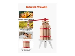 Prensa de Frutas Manual SucceBuy, para a Fabricação de Vinho, 6 L Cesto de Madeira, com Dois Sacos Filtrantes de Qualidade Alimentar