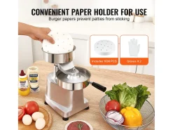 Prensa de Hambúrguer SucceBuy Máquina de Hambúrguer de 15 cm Prensa Comercial Modeladora de Carne Cozinha 110 V Aço Inoxidável/Prata