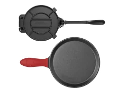 Prensa de Tortilhas de Ferro Fundido Reforçada SucceBuy, Máquina de Chapati de 25 cm, com Pega e 100 Papéis-Manta para Tortilhas