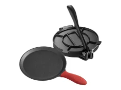 Prensa de Tortilhas de Ferro Fundido Reforçada SucceBuy, Máquina de Chapati de 25 cm, com Pega e 100 Papéis-Manta para Tortilhas