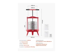 Prensa Manual de Frutas e Vinho SucceBuy, Aço Inoxidável de 14L, para a Fabricação em Casa