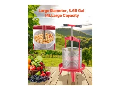 Prensa Manual de Frutas e Vinho SucceBuy, Aço Inoxidável de 14L, para a Fabricação em Casa