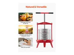 Prensa Manual de Frutas e Vinho SucceBuy, Aço Inoxidável de 14L, para a Fabricação em Casa