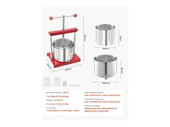Prensa Manual para Frutas SucceBuy, 6 L em Aço Inoxidável para Cozinha, para Produção de Vinho