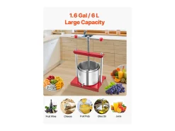 Prensa Manual para Frutas SucceBuy, 6 L em Aço Inoxidável para Cozinha, para Produção de Vinho