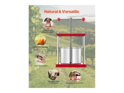 Prensa Manual para Frutas SucceBuy, 6 L em Aço Inoxidável para Cozinha, para Produção de Vinho