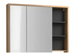 Presenteie-se com o armário de parede para casa de banho com espelho - Comprimento: 100 cm - Carvalho - 4 prateleiras interiores e 2 nichos - 2 portas - PURNAL