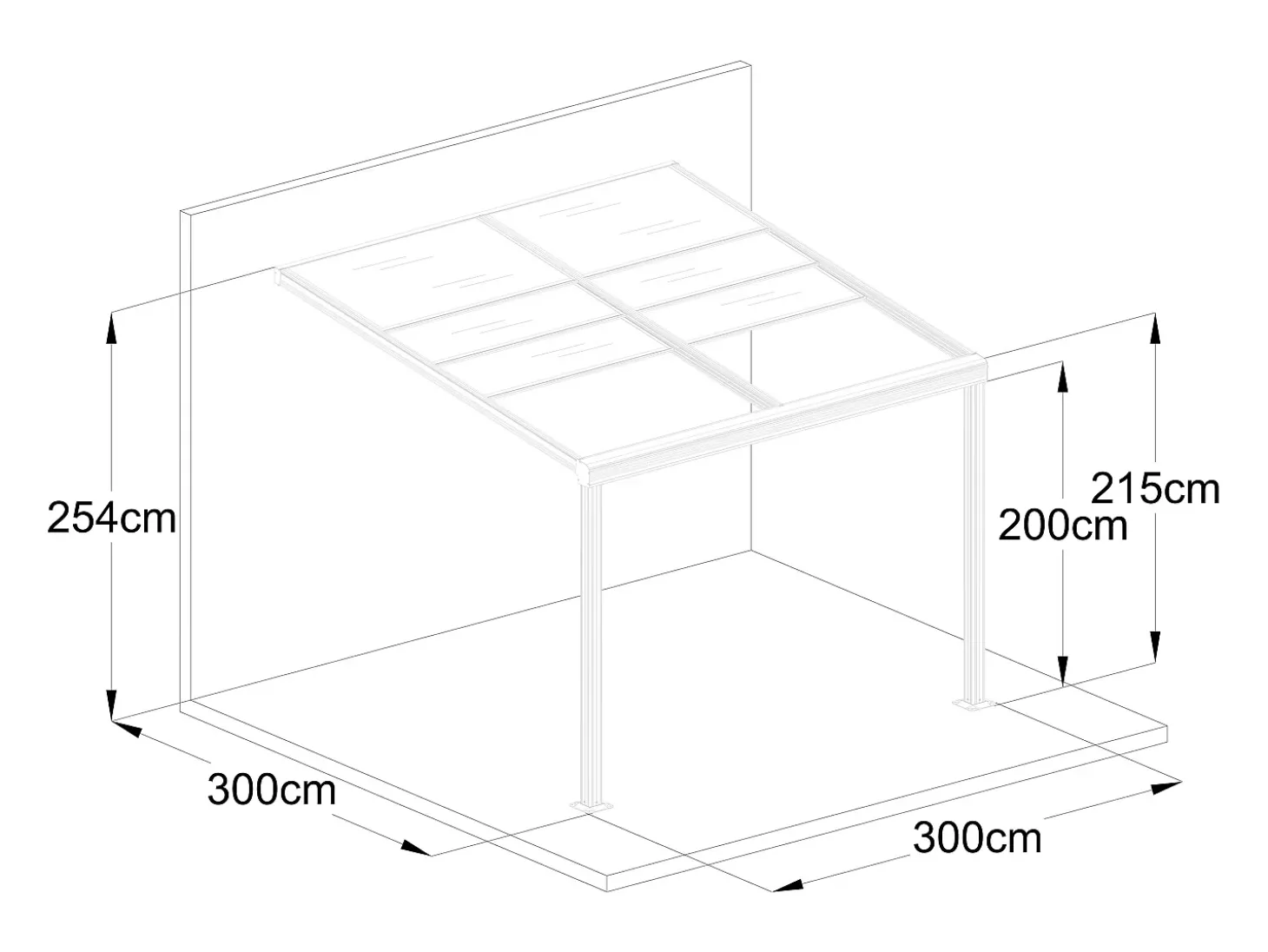 Pérgola adossada com teto de correr 9 m² antracite IZEDA