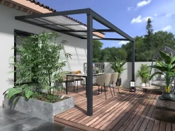 Pérgola adossada com teto de abrir, 12 m², antracite IZEDA