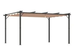 Pérgola autoportante 3 × 4 x 2.23 m - teto retrátil - lona marrom - estrutura de alumínio - Cinza
