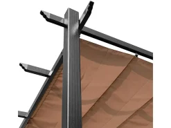 Pérgola autoportante 3 × 4 x 2.23 m - teto retrátil - lona marrom - estrutura de alumínio - Cinza