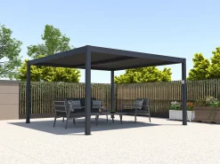 Pérgola autoportante elétrica alumínio lâminas orientáveis 15,6 m² antracite AMADORA