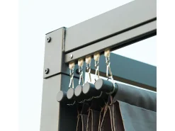 Pérgola autoportante em metal 298 x 213 x 221 cm, com teto basculante - lona deslizante - Cinza