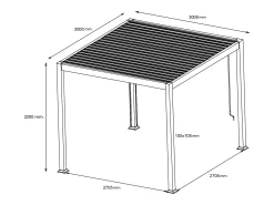Pérgola bioclimática autoportante com lâminas orientáveis 9 m² antracite - AMALFI