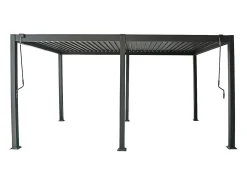 Pérgola bioclimática autoportante com lâminas orientáveis 15 m² antracite - AMALFI