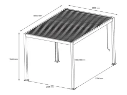 Pérgola bioclimática autoportante com lâminas orientáveis - 12 m² - taupe - AMALFI