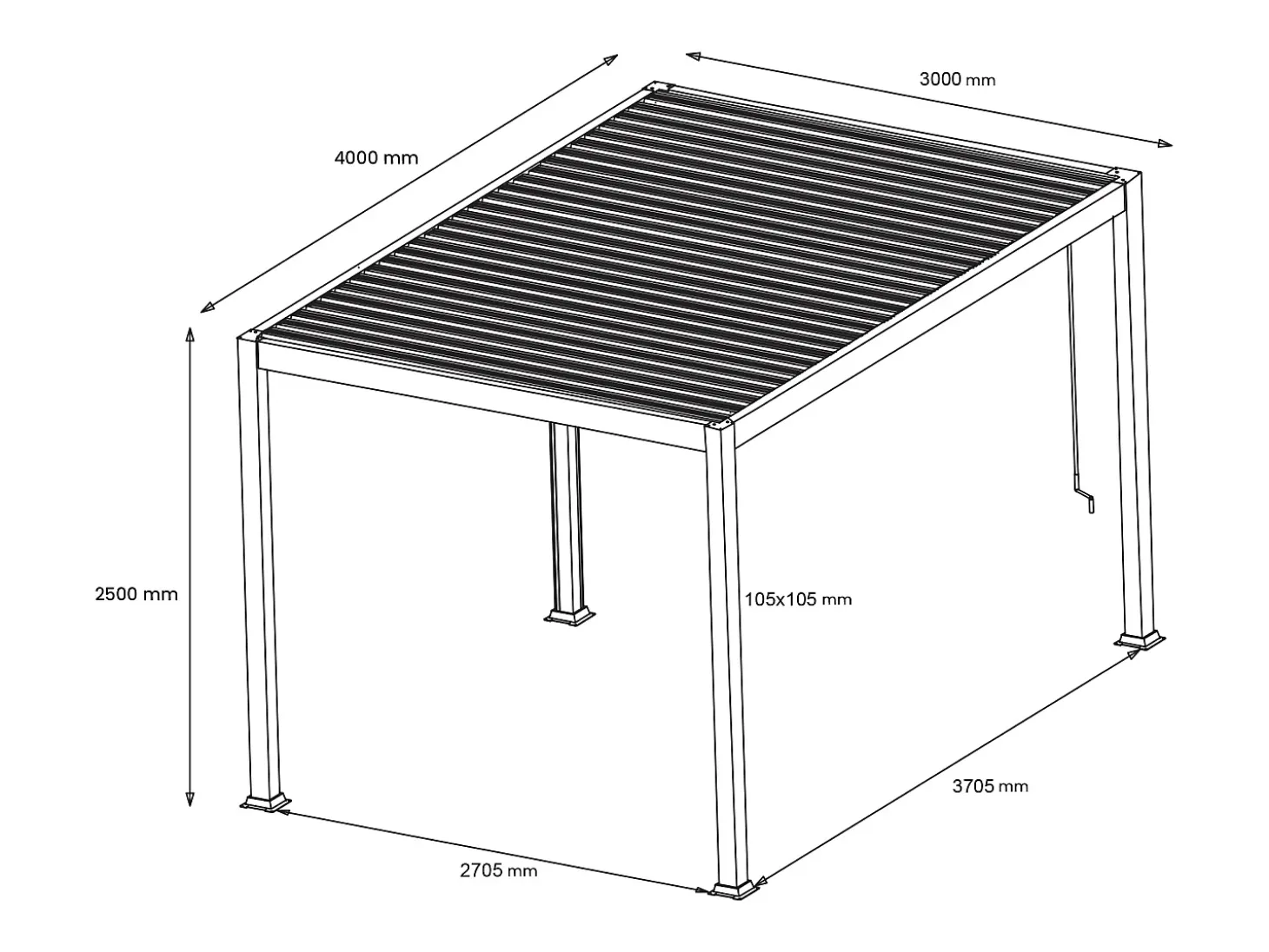 Pérgola bioclimática autoportante com lâminas orientáveis - 12 m² - taupe - AMALFI