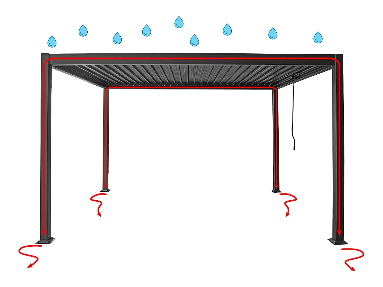 Pérgola bioclimática autoportante com lâminas orientáveis - 12 m² - taupe - AMALFI