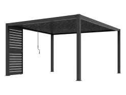 Pérgola bioclimática autoportante em alumínio 12m² com painel divisório - Antracite - ALMAFI