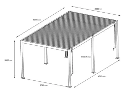 Pérgola bioclimática autoportante com lâminas orientáveis - 15 m² - branco - AMALFI