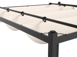 Pérgola de aço com teto retrátil - 15,9 m² - preto - MAZARA