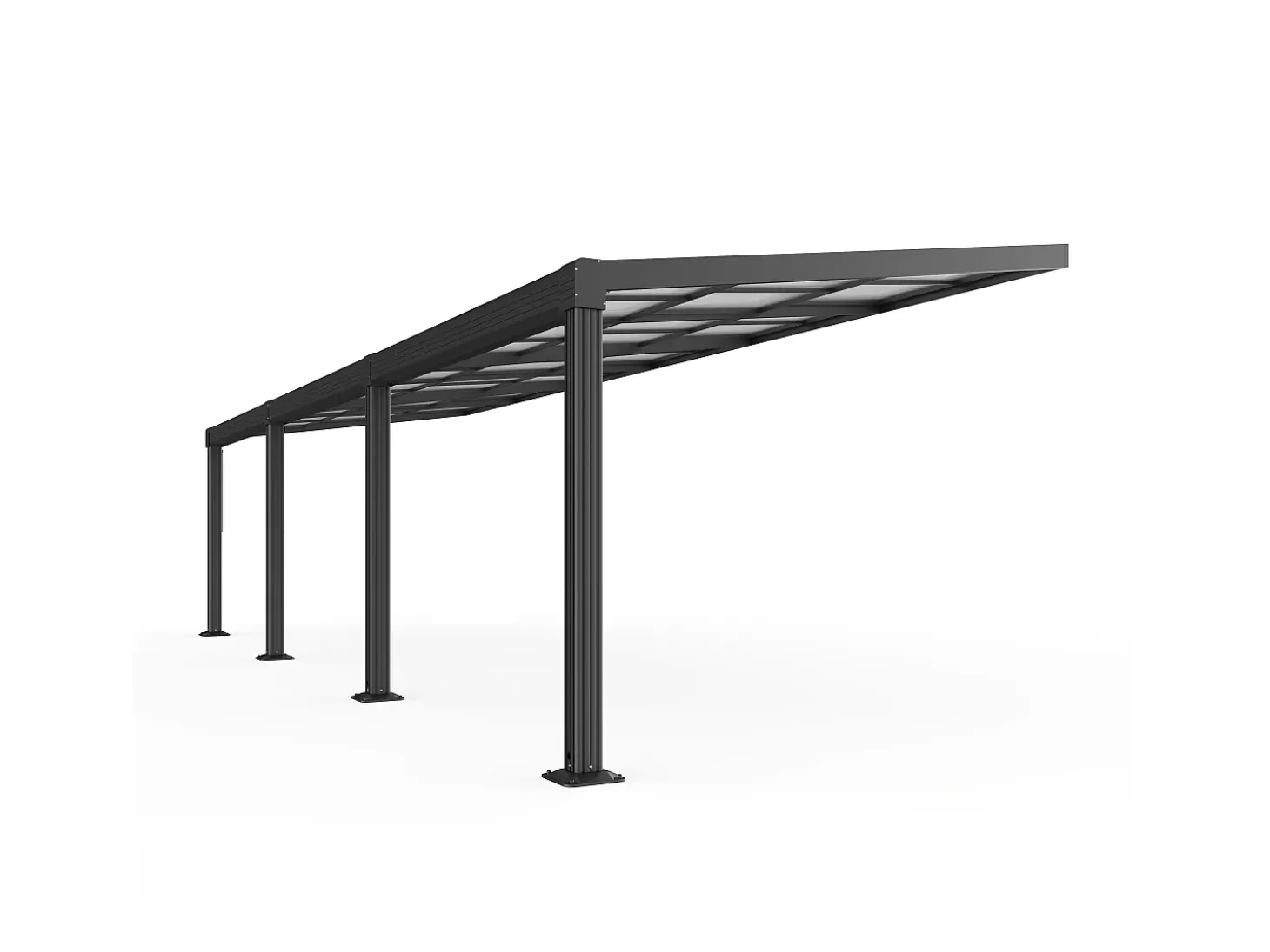Pérgola de encosto com teto deslizante - 27 m² - antracite - IZEDA