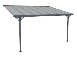 Pérgola de parede em alumínio 13,2 m² antracite ALVARO - Dim. C436 x L305 x A240/285 cm