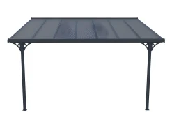 Pérgola de parede em alumínio 13,2 m² antracite ALVARO - Dim. C436 x L305 x A240/285 cm