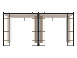 Pérgola em aço com telhado retrátil - com treliça - 10,6 m² - preto - MAZARA