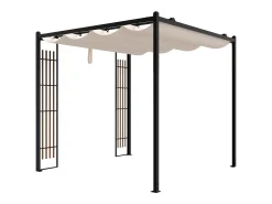 Pérgola em aço com teto retrátil - com treliça - 5,3 m² - preto - MAZARA