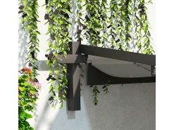 Pérgola mural 297 x 297 x 200/230H cm, com lona deslizante retrátil, estrutura de alumínio, Cinza