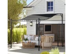 Pérgola mural com 16 furos de drenagem e lona de poliéster de alta densidade 180 g/m² - 248x298x200/250Hcm