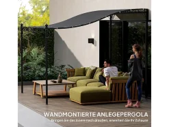 Pérgola mural com 16 furos de drenagem e lona de poliéster de alta densidade 180 g/m² - 248x298x200/250Hcm